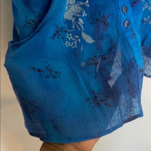 Free People Blue Button down Sleeveless Top SM - Picture 10 of 10